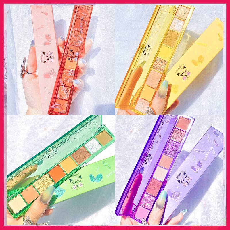 Bảng phấn mắt XIXI 8 ô màu tông cam nâu tím Meow Eyeshadow xinh xắn