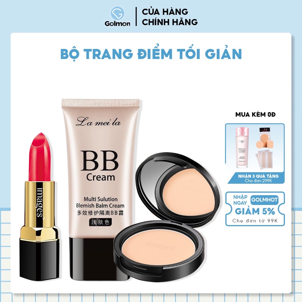 Bộ trang điểm IMAGES Son môi Dazzle + Phấn phủ kiềm dầu Cushion + Kem BB cream cho lớp make hoàn hảo GM-BTD-M301