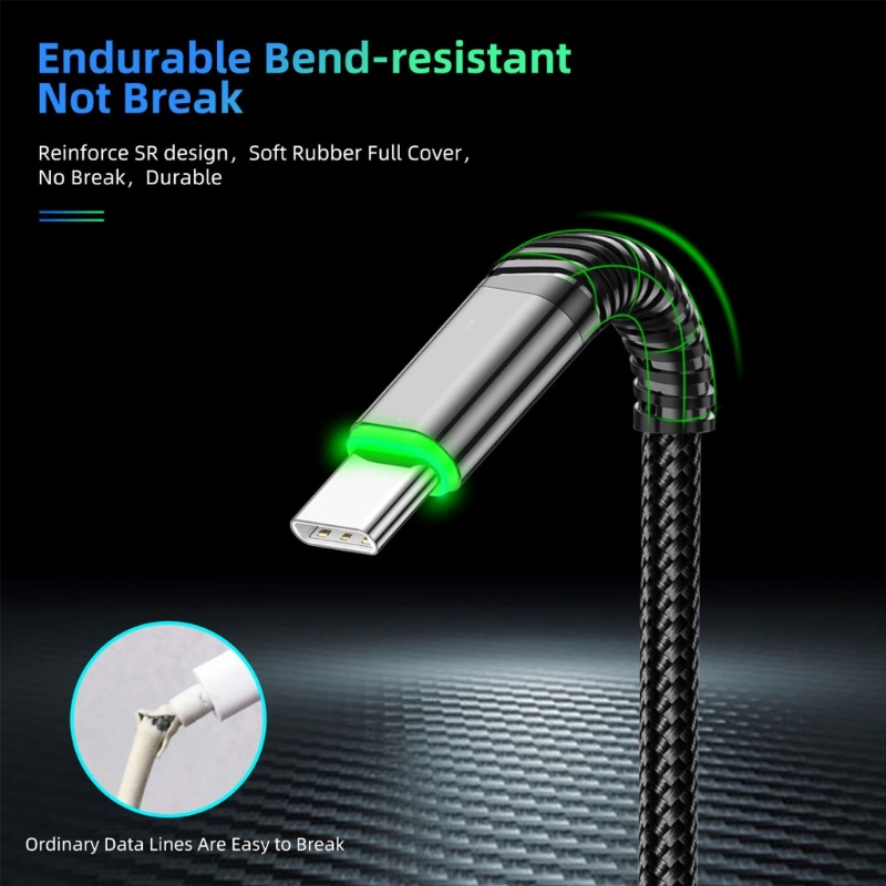 Dây Cáp Sạc Nhanh 3A USB Type C 3.0 Có Đèn LED Chất Lượng Cao