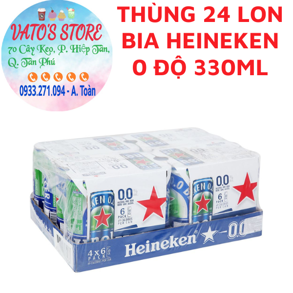 Thùng 24 lon Thức uống đại mạch Heineken 0.0 330ml/lon / Lốc 6 lon Thức uống đại mạch Heineken 0 độ