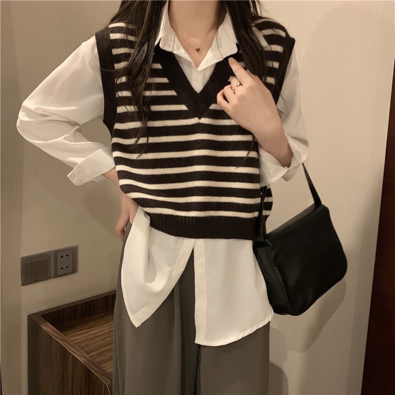 Áo Len Gile Nữ Hoạ Tiết Kẻ Ngang