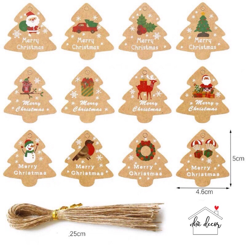 Thiệp chúc mừng Giáng sinh gift tag nhiều mẫu cực xinh