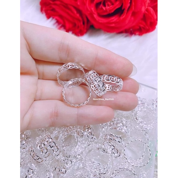 Nhẫn kim tiền trơn và phay Bạc s99, nhẹ nhàng tinh tế thu hút tài lộc đem lại may mắn Mainomi Shop Bạc Xinh