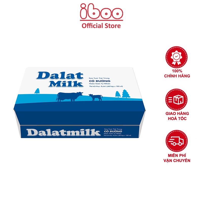 Thùng 48 Hộp Sữa Tươi Tiệt Trùng DALAT MILK