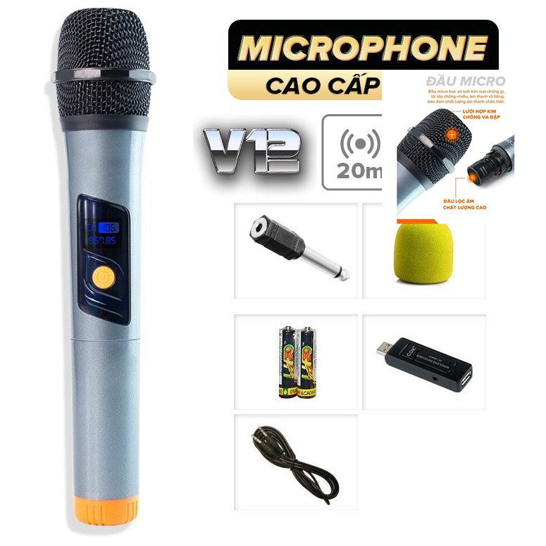 Micro karaoke COK ROCK&ROLL không dây, dành cho loa kéo, dàn âm thanh có jack cắm6.5