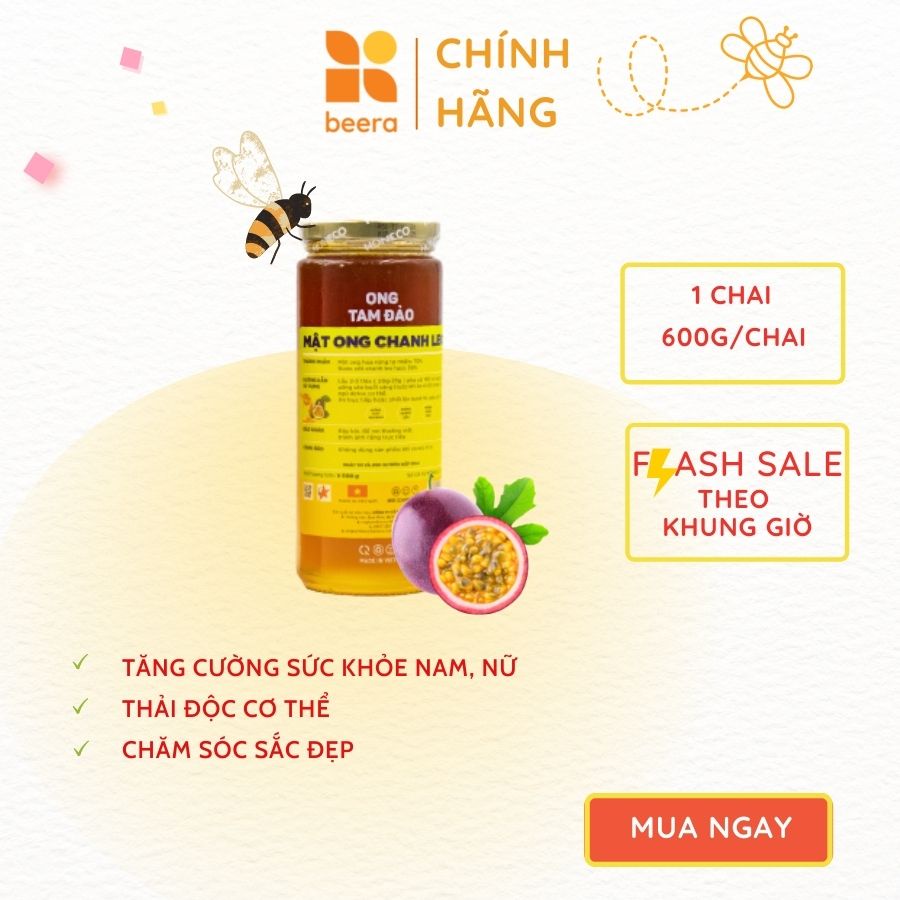 Mật Ong nguyên chất Pha Chanh Leo Honeco Beera giải nhiệt(600g)