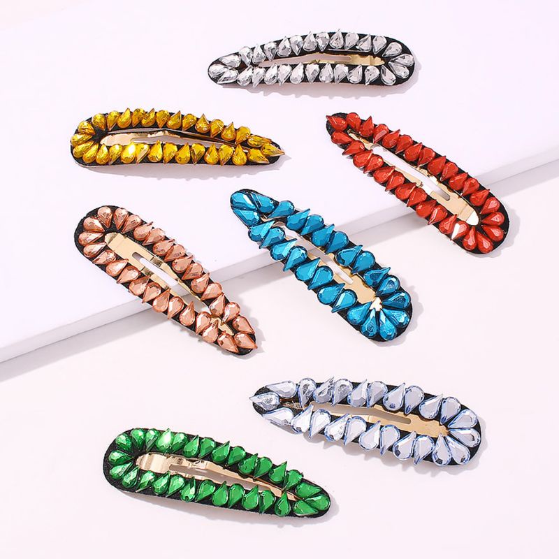 Kẹp Tóc Đính Đá Hình Giọt Nước Nhiều Màu Sắc Phong Cách Baroque