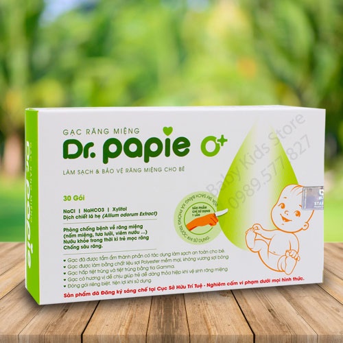 Gạc rơ lưỡi Dr Papie vệ sinh răng miệng / Rơ lưỡi Dr Papie cho bé (30 gói)