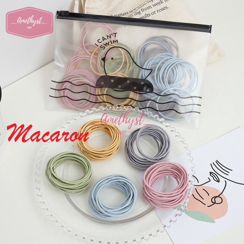 SET  Dây Thun Buộc Tóc Nữ Hàn Quốc Mix Đủ Màu (Tặng Túi Zip Siêu Cute)