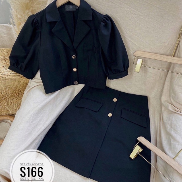 Sét áo kiểu vest + chan váy A bigsize 55kg-95kg