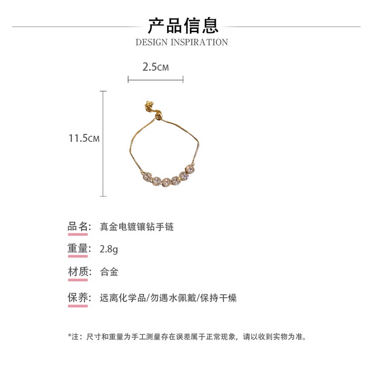 Vòng Tay Mạ Vàng Đính Đá Pha Lê Phong Cách Hàn Quốc Đơn Giản Cho Nữ