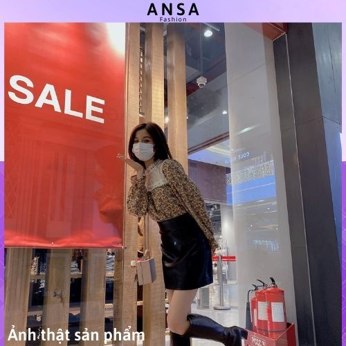 Áo sơ mi hoa nhí nữ bánh bèo dài tay