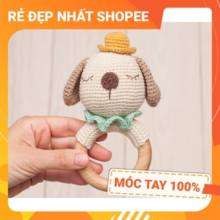 [FREESHIP + HANDMADE] Lục lạc cầm tay CHÓ , móc tay 100% len chất lượng cao, an toàn tuyệt đối cho bé tập cầm nắm