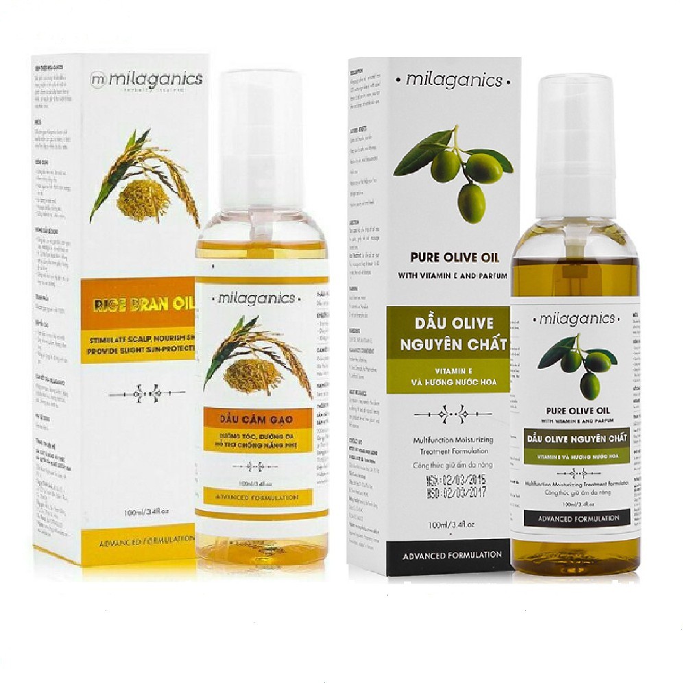Dầu Dưỡng Da Chiết Xuất Cám Gạo & Olive Nguyên Chất Milaganics (Chai 100ml)