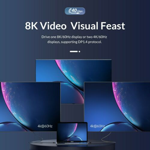 Cáp Sạc Nhanh Truyền Video Orico U4C03-BK Thunderbolt 4 Type-C USB 4.0 100W PD 40Gbps 8K60HZ cho DELL IPAD MacBook Pro