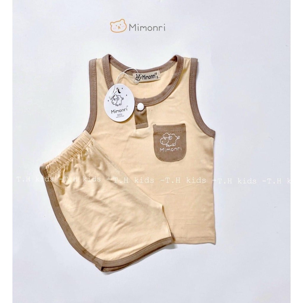 Bộ ba lỗ cổ trụ thun lạnh Mimonri-Minky Mom loại 1 cho bé trai bé gái
