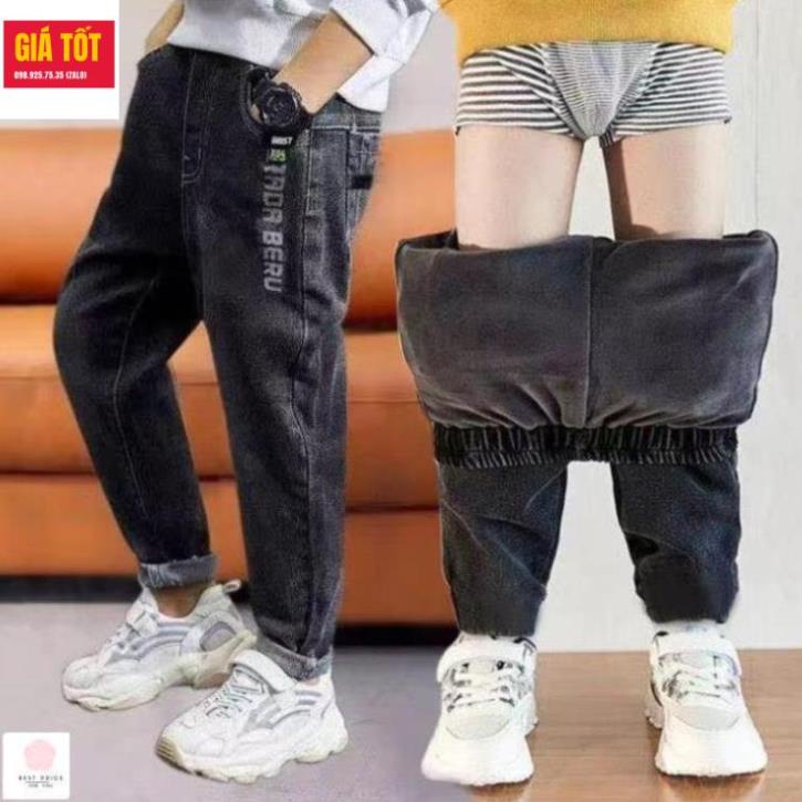 Quần bò lót nỉ size đại cho bé trai ☑️ Quần jean bé trai 12 tuổi