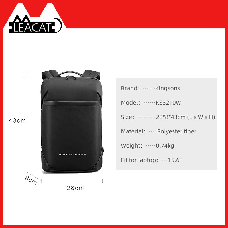Balo LEACAT mỏng 15.6 inch đựng máy tính xách tay dùng cho văn phòng làm việc dành cho nam