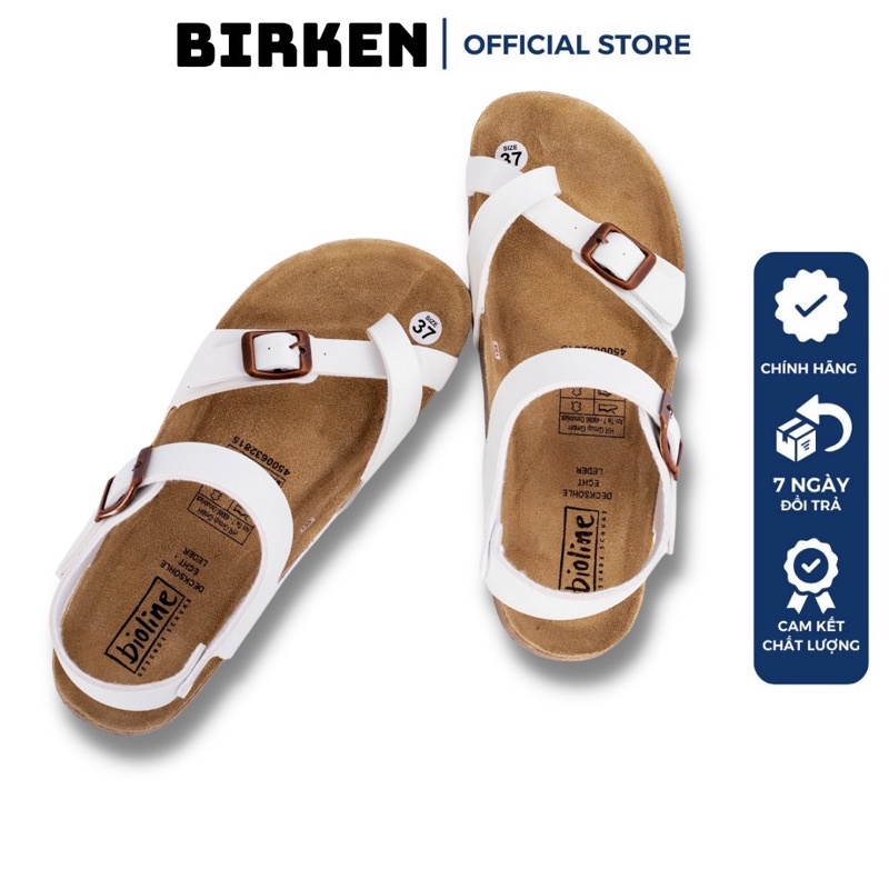 Giày sandal quai chéo xỏ ngón đế trấu phủ da bò lộn BIRKEN mã P14WB
