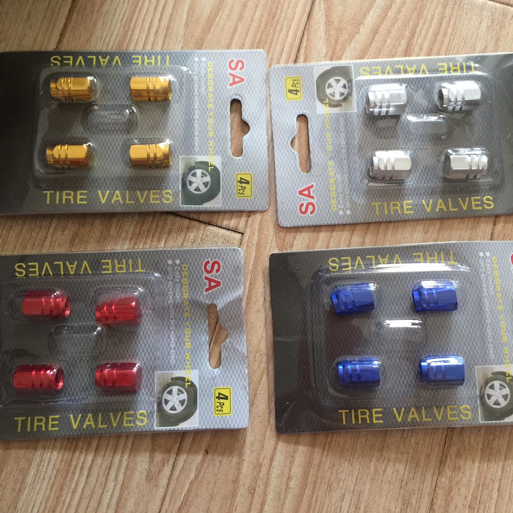 Nắp van lốp xe ô tô xe máy - bộ 4 nắp van bằng nhôm