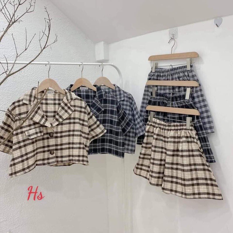 Sét kẻ Vec đùi croptop HS59