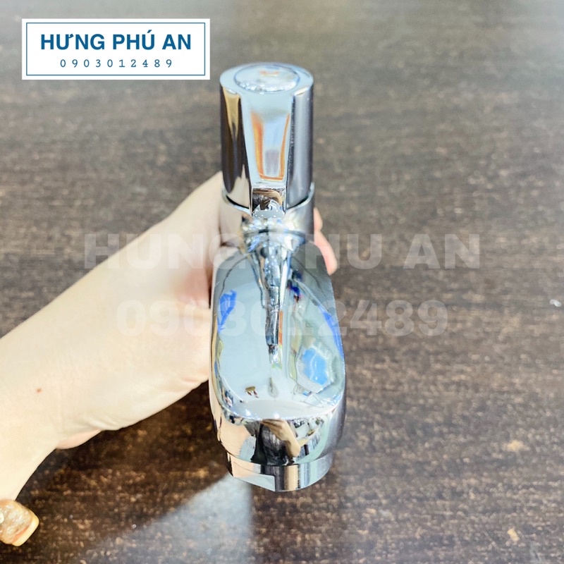 Vòi lavabo lạnh inox tay vát mạ Crom sáng bóng kèm dây cấp nước - Hình và video thật shop tự chụp