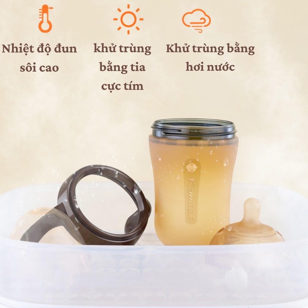 Bình sữa silicon KAMIDI tập bú thiết kế mô phỏng đầu ti mẹ không chứa BPA 2 dung tích 150ml và 250ml