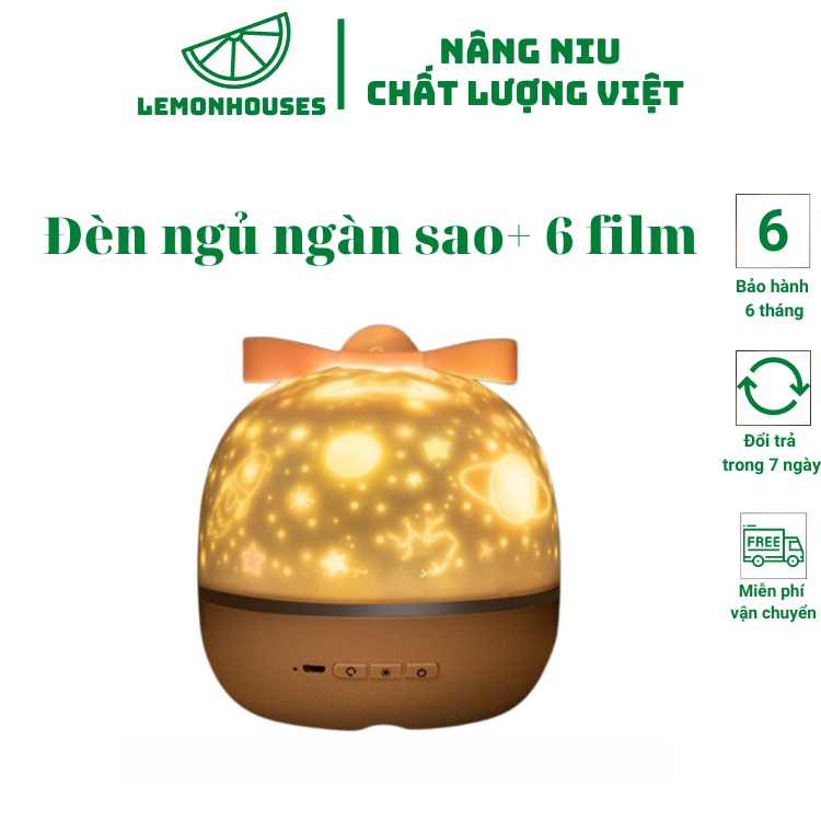 Đèn Ngủ Ngàn Sao 3D Kích Thước 131x131x136mm, Xoay Tự Động Có Film Cổ Tích, Đại Dương, Sinh Nhật Cực Đẹp