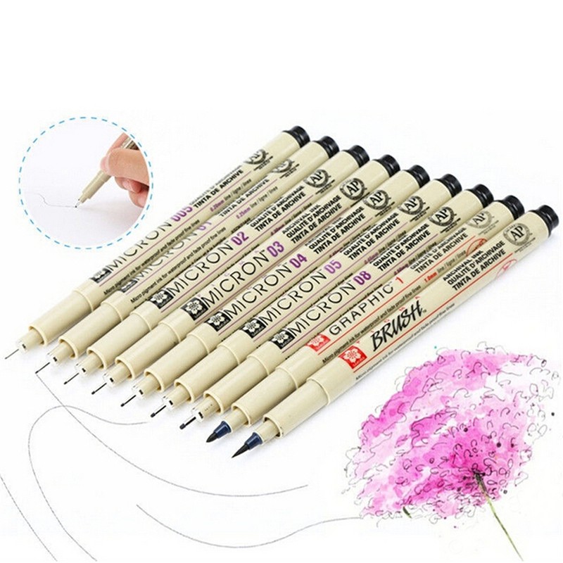 Bộ 9 Bút Lông Vẽ Truyện Tranh Pigma Manga Chuyên Nghiệp