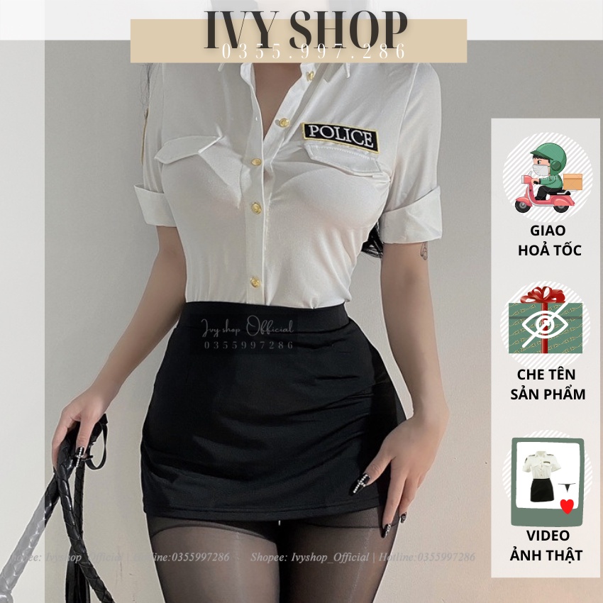 Cosplay Sexy Tiếp Viên - Bộ Đồ NGủ Cosplay Đồng Phục Nữ C.ảnh Sát CST1700