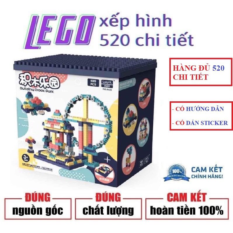 Bộ đồ chơi Lego ghép hình 520 chi tiết cho bé, bộ đồ chơi xếp hình đồ chơi trẻ em siêu trí tuệ