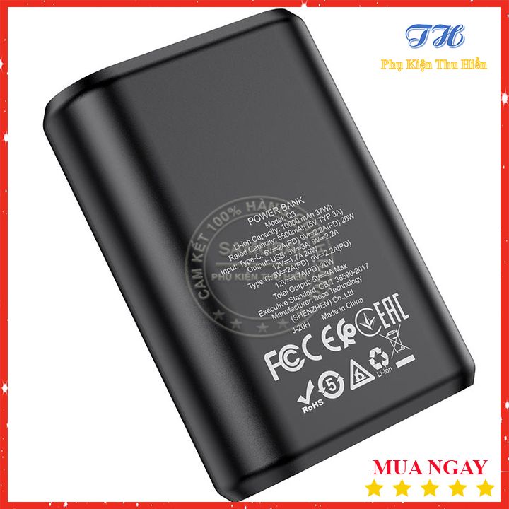 Pin Sạc Dự Phòng Sạc Nhanh Hoco Q3 Mayflower 10000mAh Lõi Li-Polymer, Hỗ Trợ QC3.0 Và PD20W Type-C - Chính Hãng