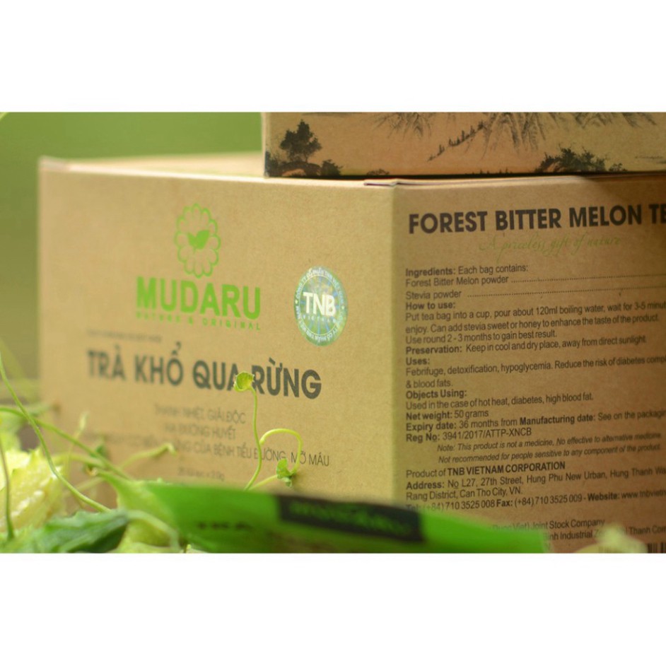 3 hộp Trà khổ qua rừng hỗ trợ đề kháng tốt cho sức khỏe Mudaru chính hãng loại 25 túi/hộp