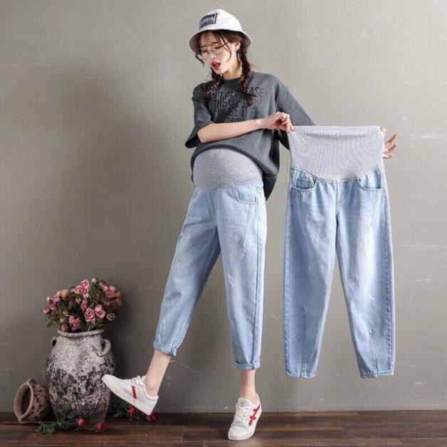 Quần jean bầu-MS04💕chất jean xịn❤️mặc đi làm đi chơi đều được💕có chun chỉnh❤️có ảnh thật và video Q0004