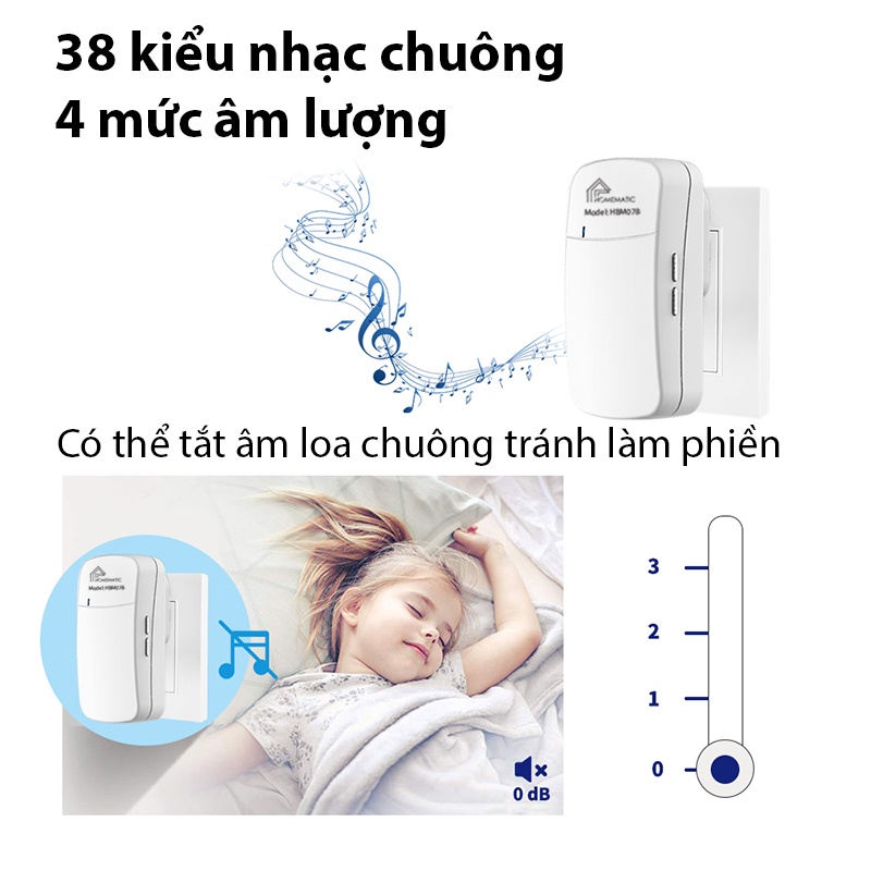 Chuông Cửa Không Dây Không Pin Thông Minh Chống Nước HBM078