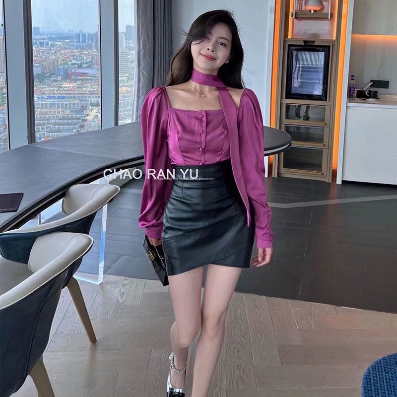 Chân váy da ôm hàng quảng châu