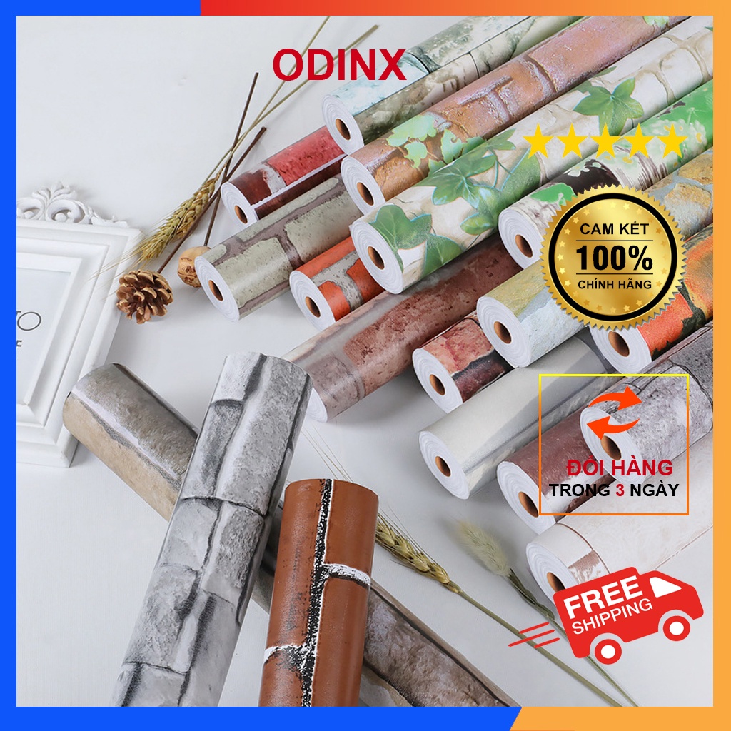 Giấy Dán Tường Giả Gạch 3d Có Keo Sẵn, Decal Dán Tường Giả Gạch 10m Cho Phòng Ngủ ODINX