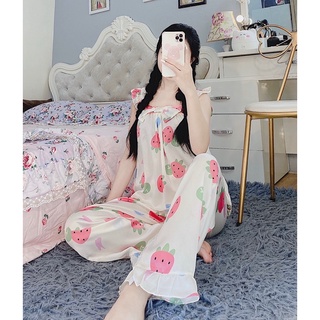 Bộ Pijama Lụa Satin Vịt Túi Nơ