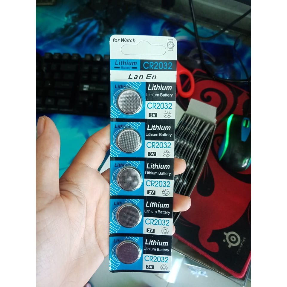 Vỉ 5 pin cr 2032 lithium - pin đồng hồ, pin máy test tiểu đường, pin đồ chơi.....