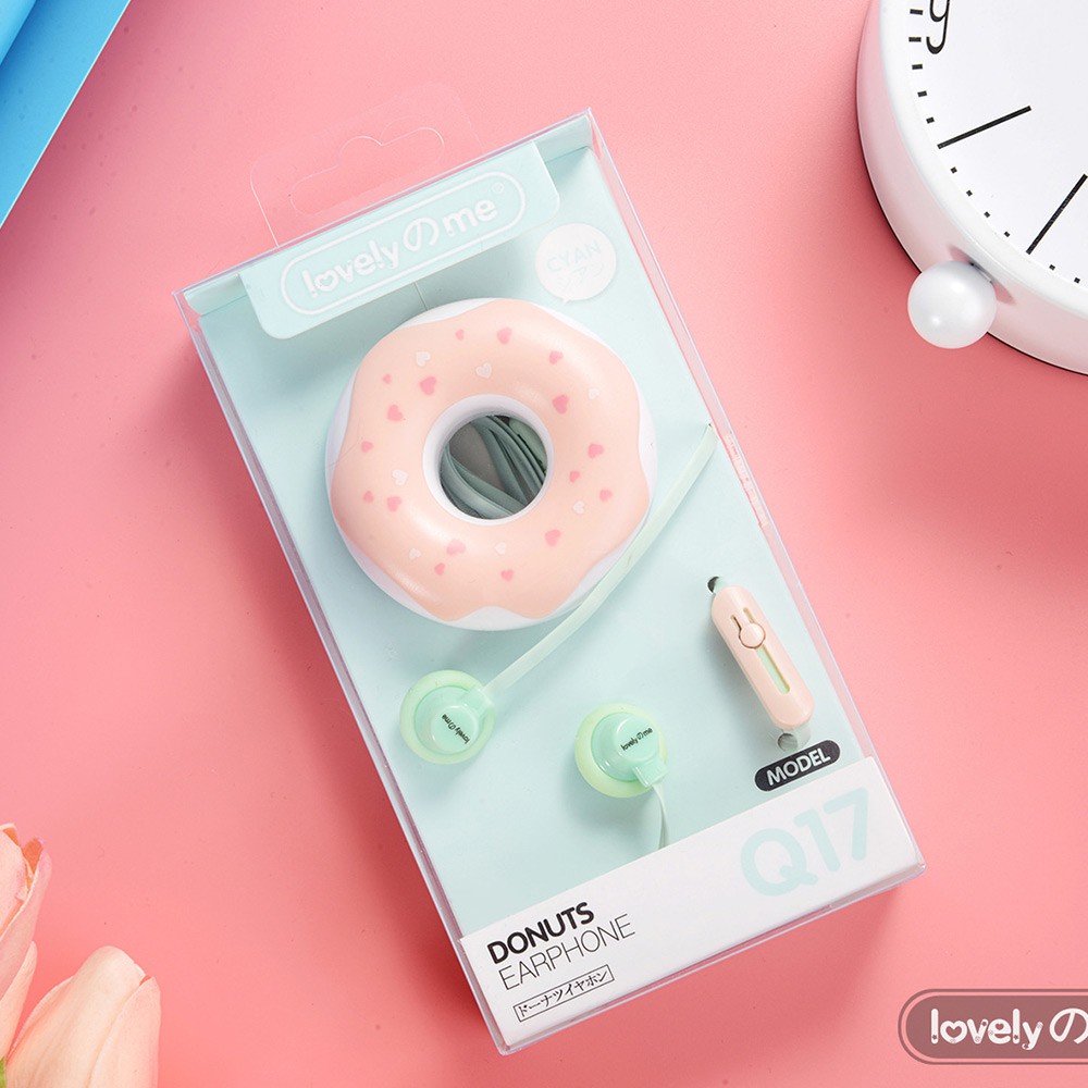 Tai Nghe In-Ear 3.5mm Hình Bánh Donut Có Mic Cho Iphone Xiaomi Huawei