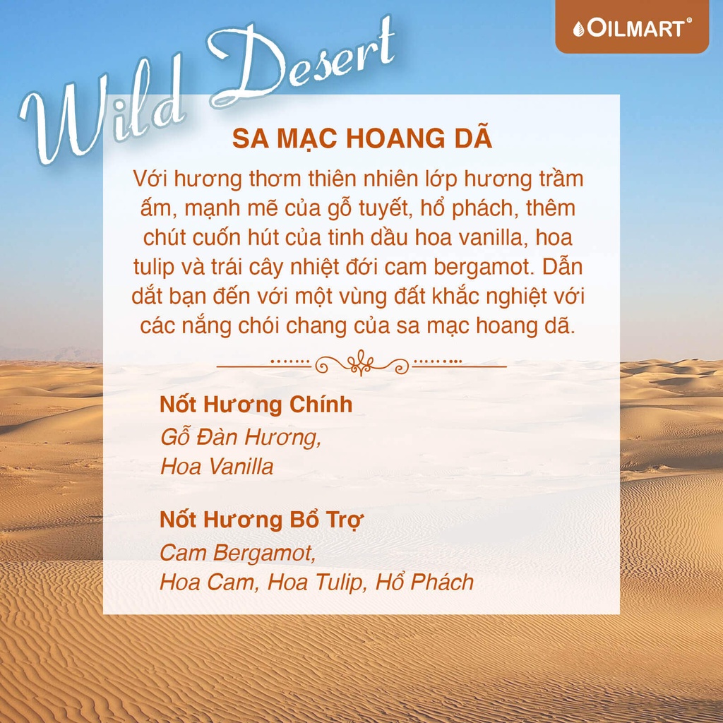 Tinh Dầu Thơm Oilmart Wild Desert Essential Oil Blend Sa Mạc Hoang Dã 10/30ml