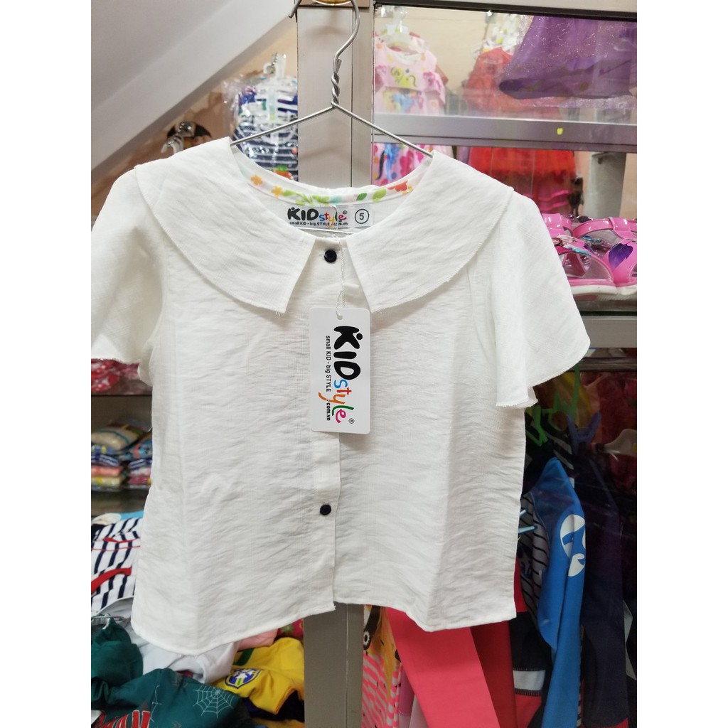 Áo sơ mi bé gái tơ sọc thêu hoa xinh xắn size đại