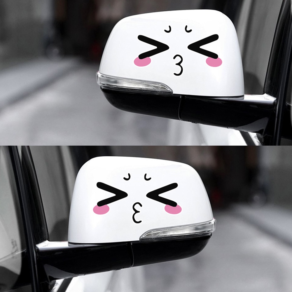 Sticker Dán Kính Chiếu Hậu Xe Hơi Hình Mặt Cười Vui Nhộn