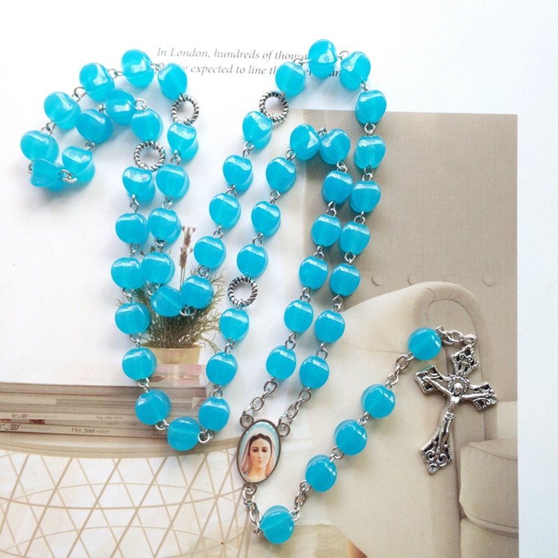 Chuỗi Hạt Đeo Cổ Bằng Thủy Tinh Hình Chữ Thập Thời Trang