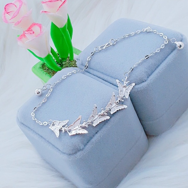 Lắc chân bướm chuẩn bạc ta nguyên chất-THJ SILVER
