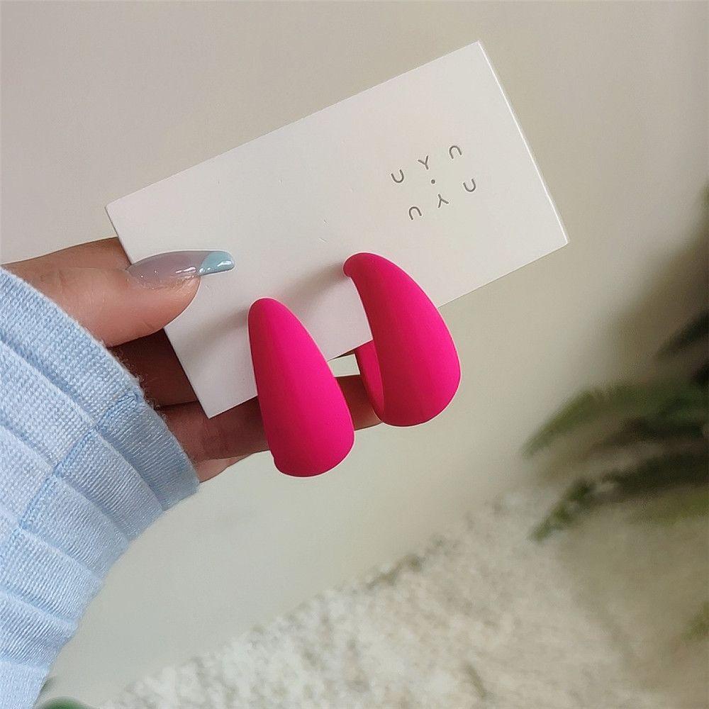 Khuyên Tai Chữ C Màu Kẹo Ngọt Tươi Tắn Thời Trang