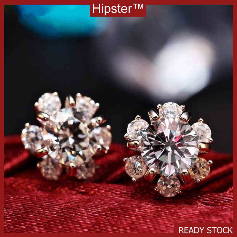 Khảm Đá Zircon Bạc Cổ Điển Siêu Flash Bông Tuyết Nữ Chống Dị Ứng Thời Trang