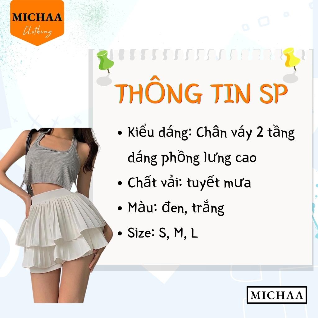 Chân Váy XẾP LY 2 TẦNG Phồng Ngắn Dáng Xòe Lưng Cạp Cao Tennis Có Lót Trong - MICHAA