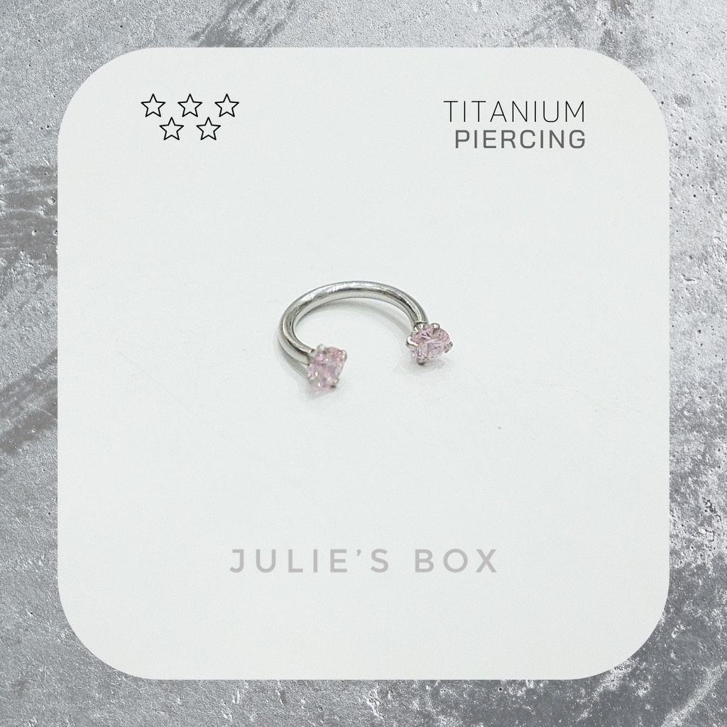 [1 Chiếc] Khuyên Tai Chữ U 2 Đầu Đá Tròn Màu Hồng Thép Y Tế Titan Thép Không Gỉ Cá Tính Phong Cách julies box bông tai