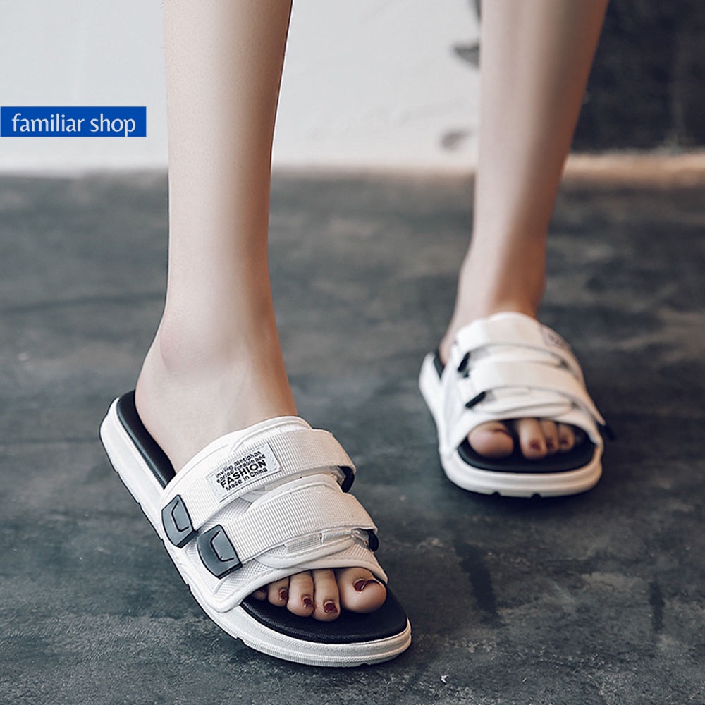 Dép lê nam nữ 2 quai ngang dán phong cách ulzzang Hàn Quốc thời trang cực hot S20